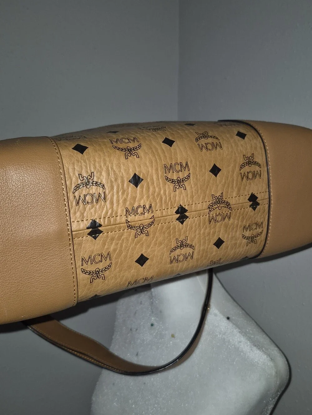 MCM Cognac/Light Brown Visetos Hobo Shoulder Bag Large